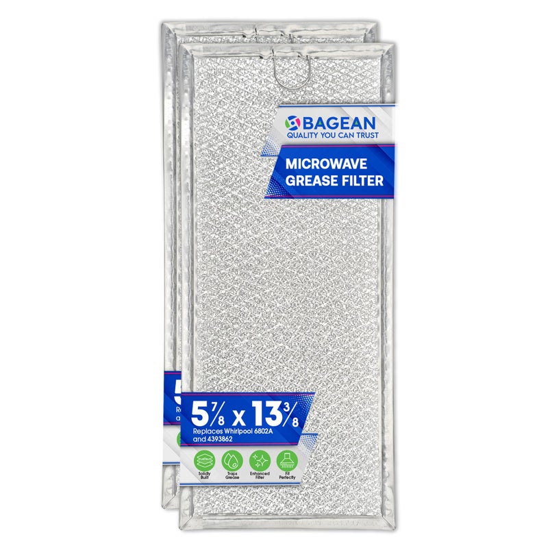 Bagean Microwave Filter Replacement 13.30  x 5.85  for 6802A 4393862 Whirlpool Microwave Filter Fits Various Brands - Aluminum Mesh Screen Grease Filter - Filters Air In Over the Range Oven Vent Fan (2-Pack) - Image 1